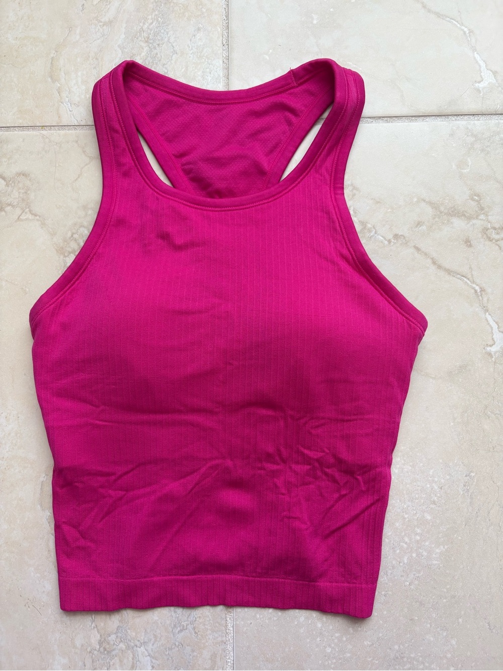 Women's Seamless Racerback Crop Tank - Fuchsia Pink